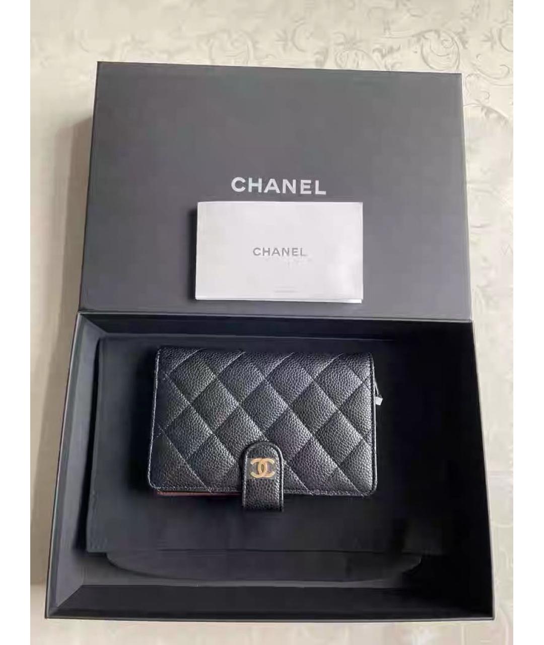 CHANEL Черный кожаный кошелек, фото 6