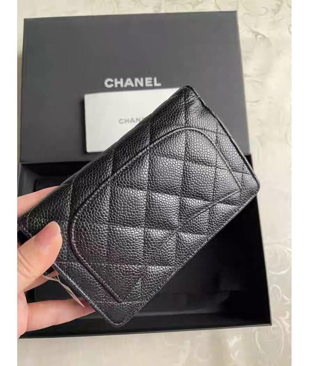 CHANEL Черный кожаный кошелек, фото 3