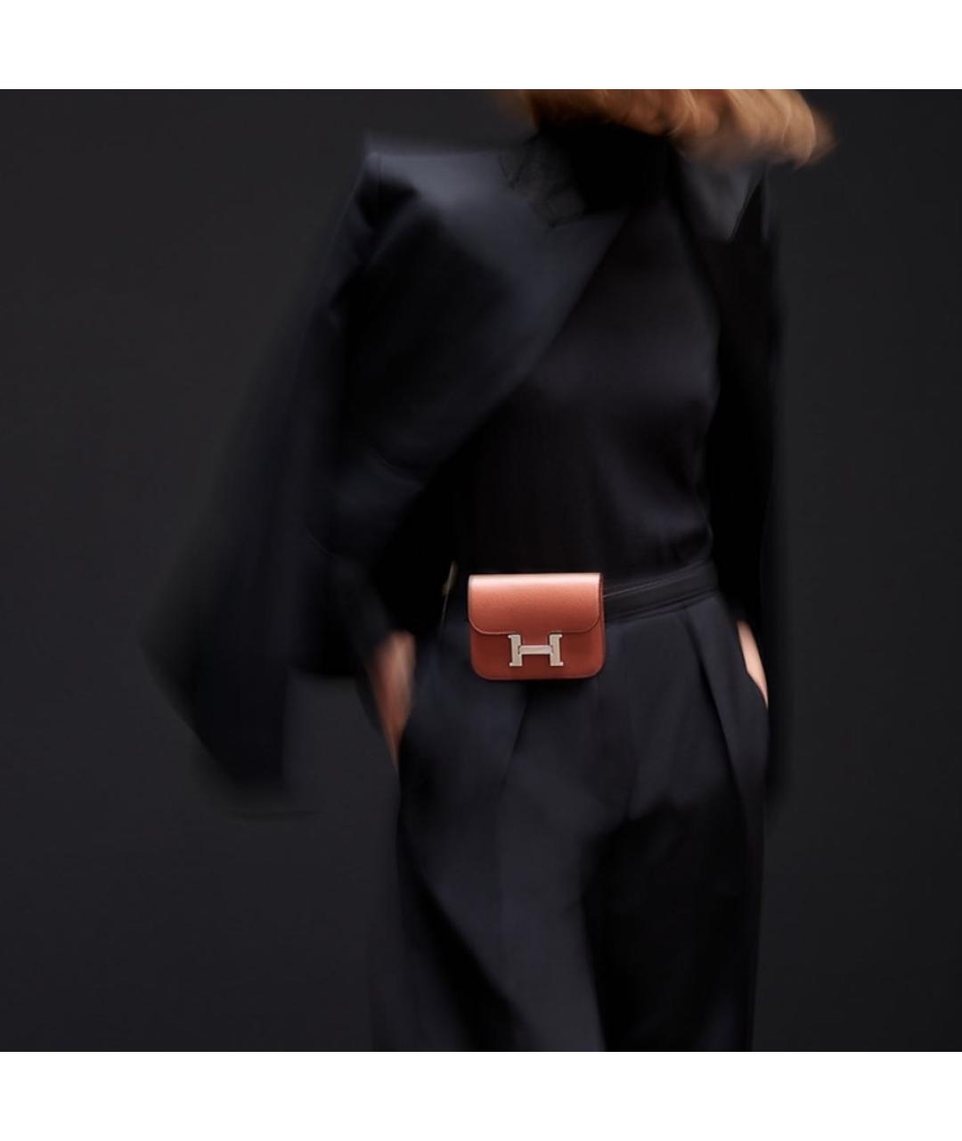 HERMES Коричневая кожаная поясная сумка, фото 5