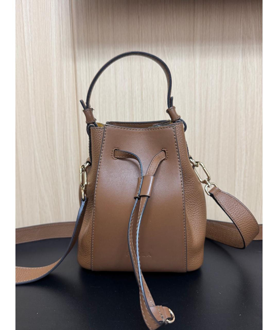FURLA Коричневая кожаная сумка тоут, фото 5