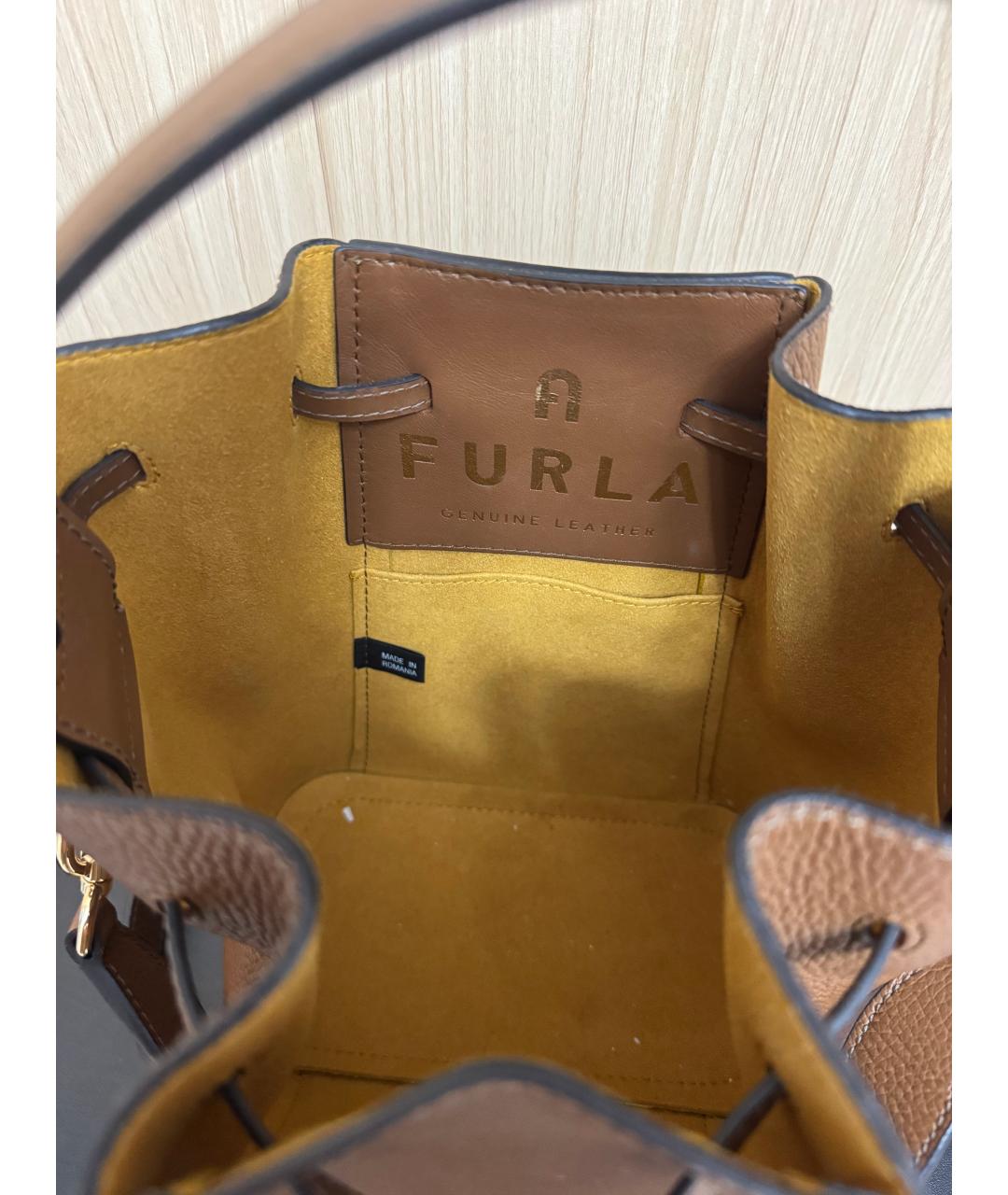 FURLA Коричневая кожаная сумка тоут, фото 3