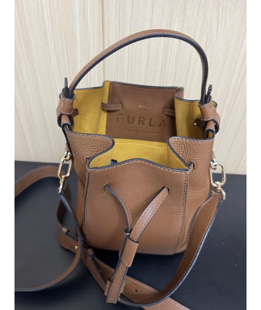 FURLA Коричневая кожаная сумка тоут, фото 2