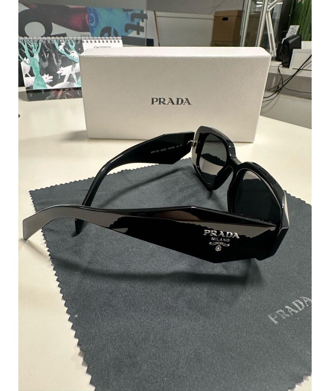 PRADA Черные пластиковые солнцезащитные очки, фото 2
