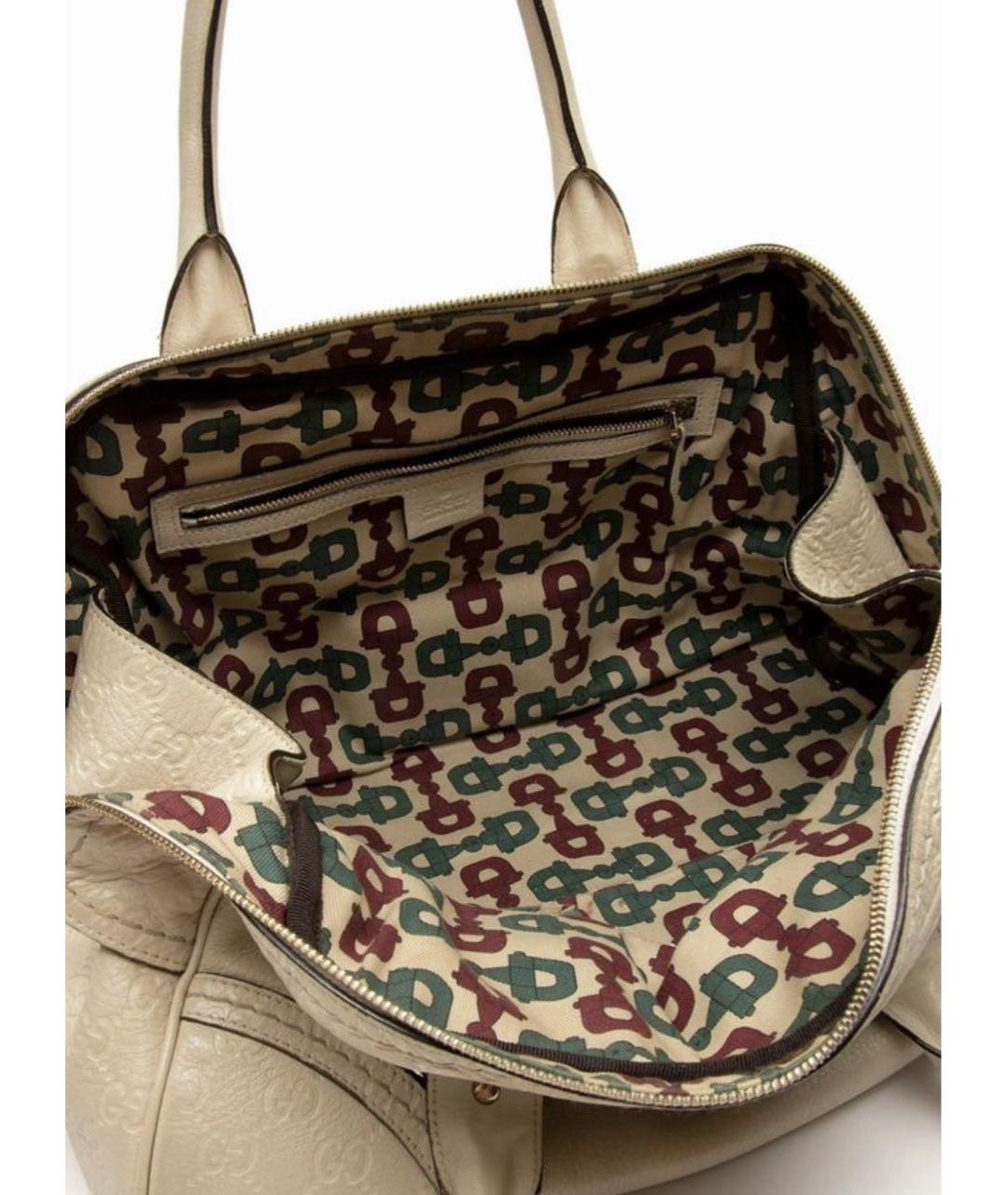 GUCCI Бежевая кожаная сумка с короткими ручками, фото 4