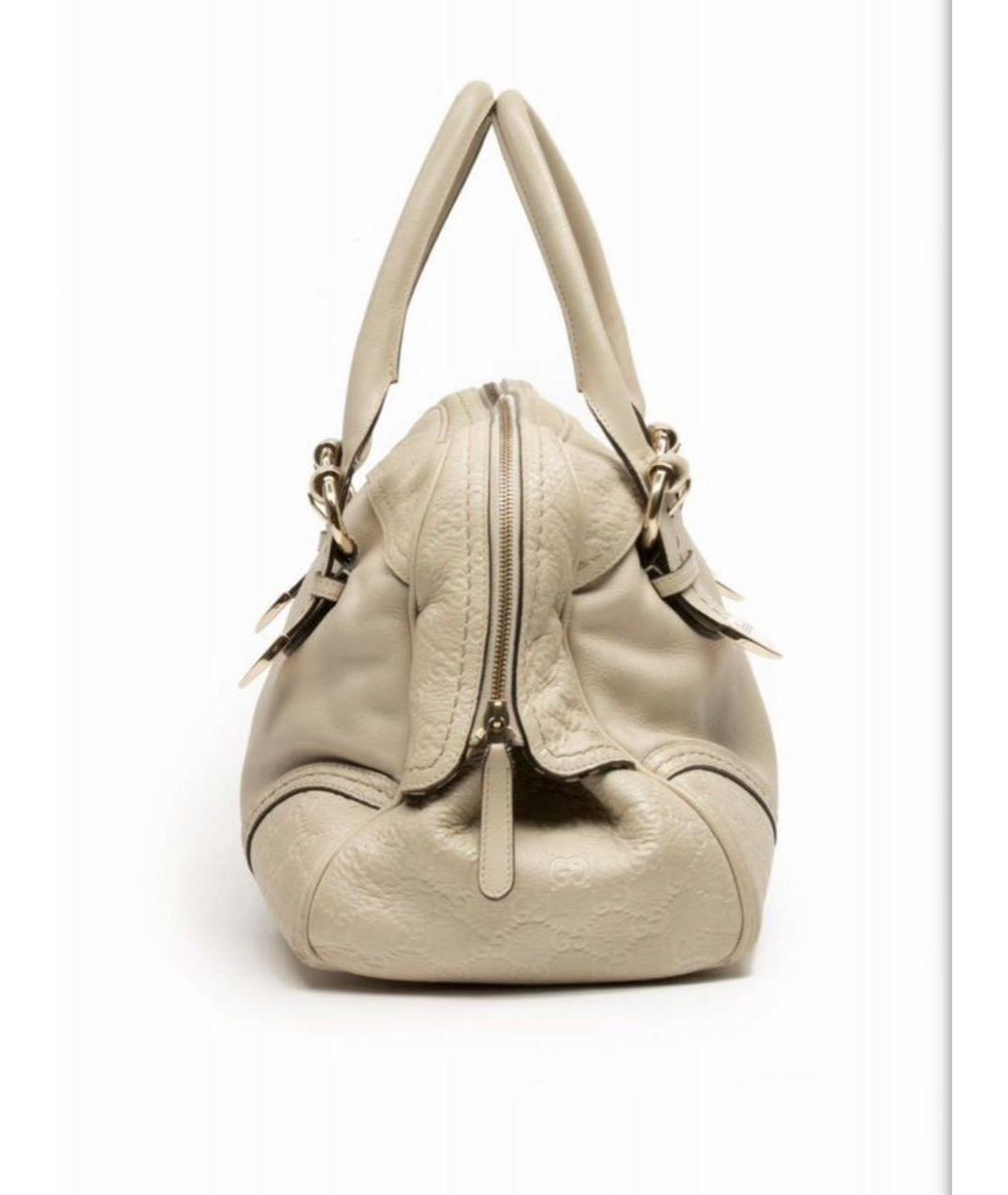 GUCCI Бежевая кожаная сумка с короткими ручками, фото 2