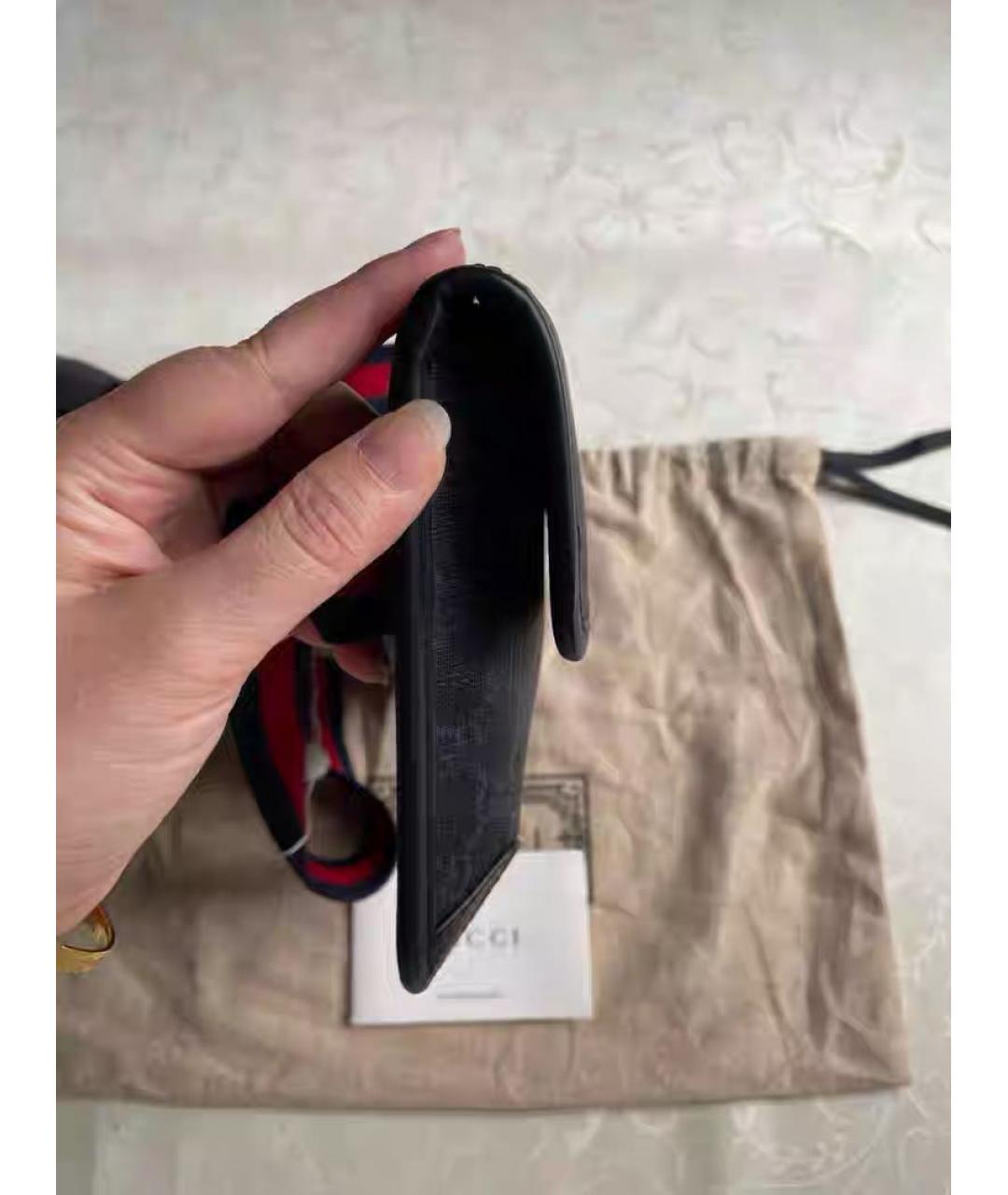 GUCCI Черная кожаная поясная сумка, фото 5