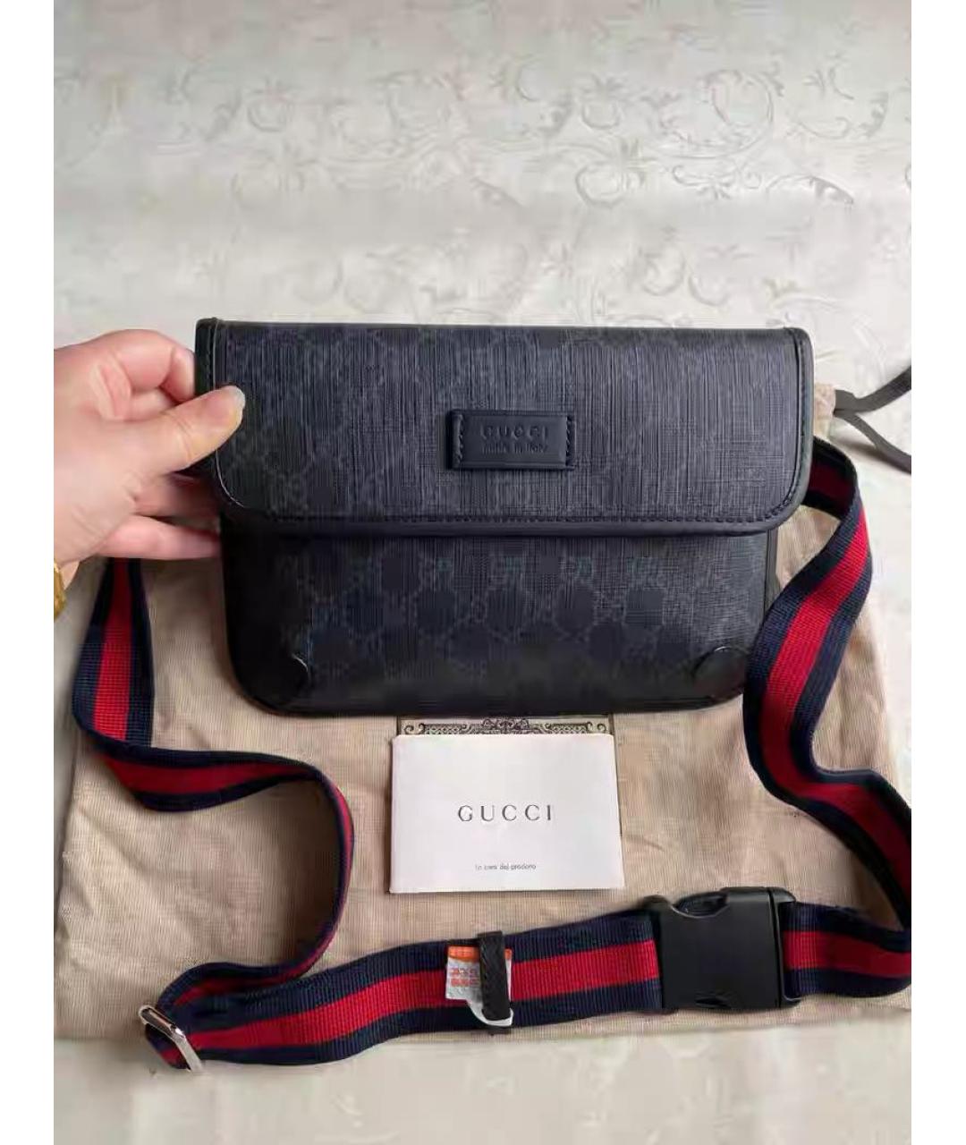 GUCCI Черная кожаная поясная сумка, фото 7