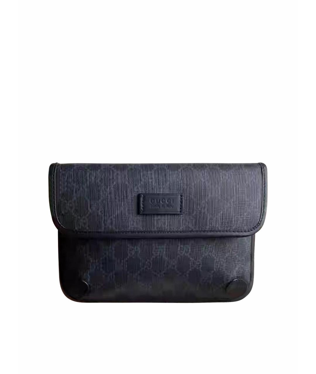 GUCCI Черная кожаная поясная сумка, фото 1