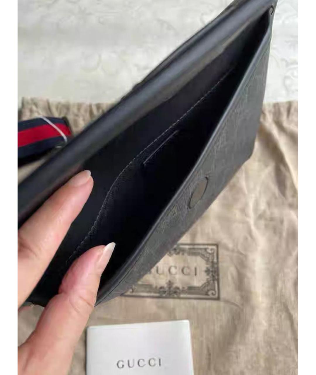 GUCCI Черная кожаная поясная сумка, фото 6