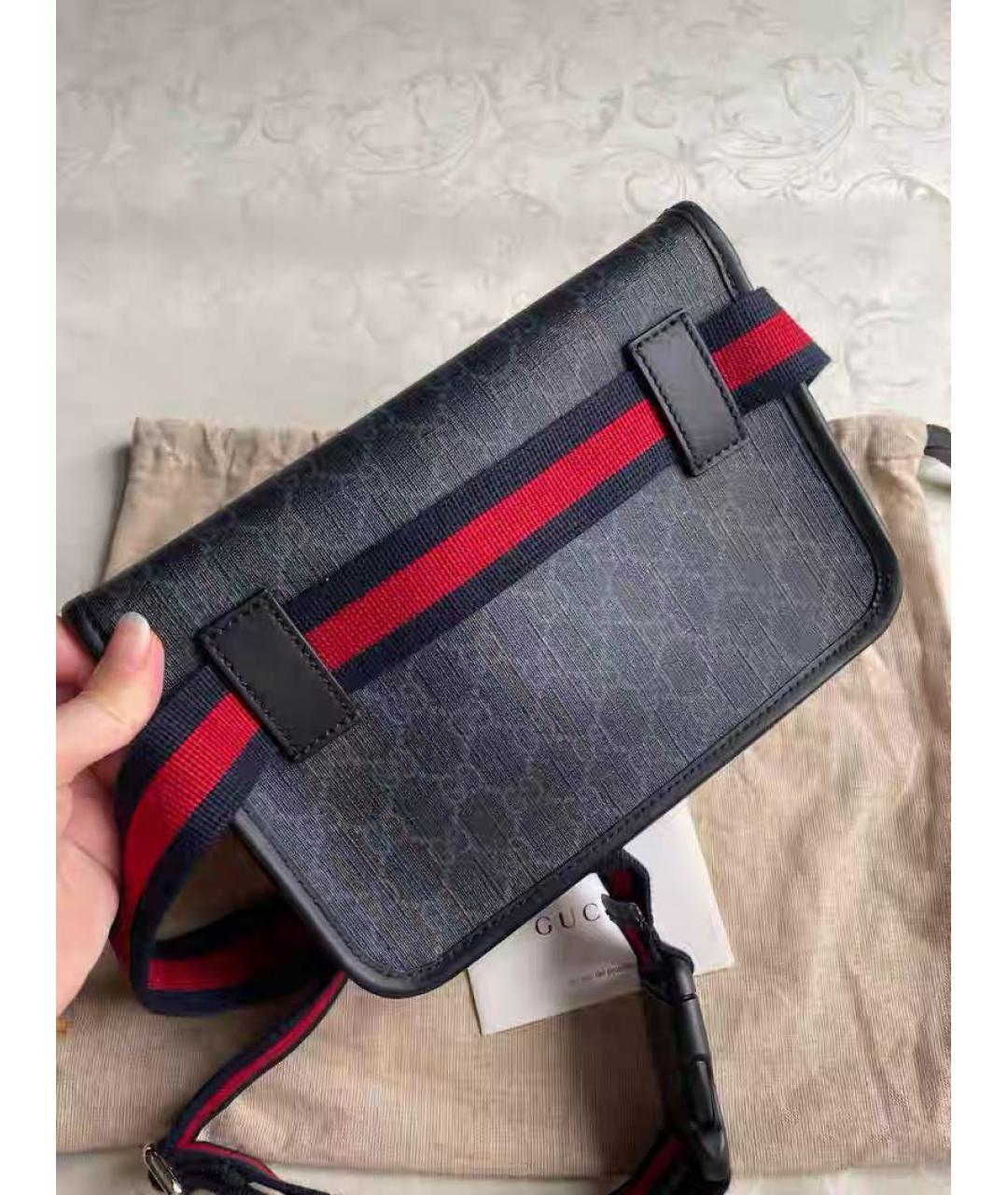 GUCCI Черная кожаная поясная сумка, фото 3