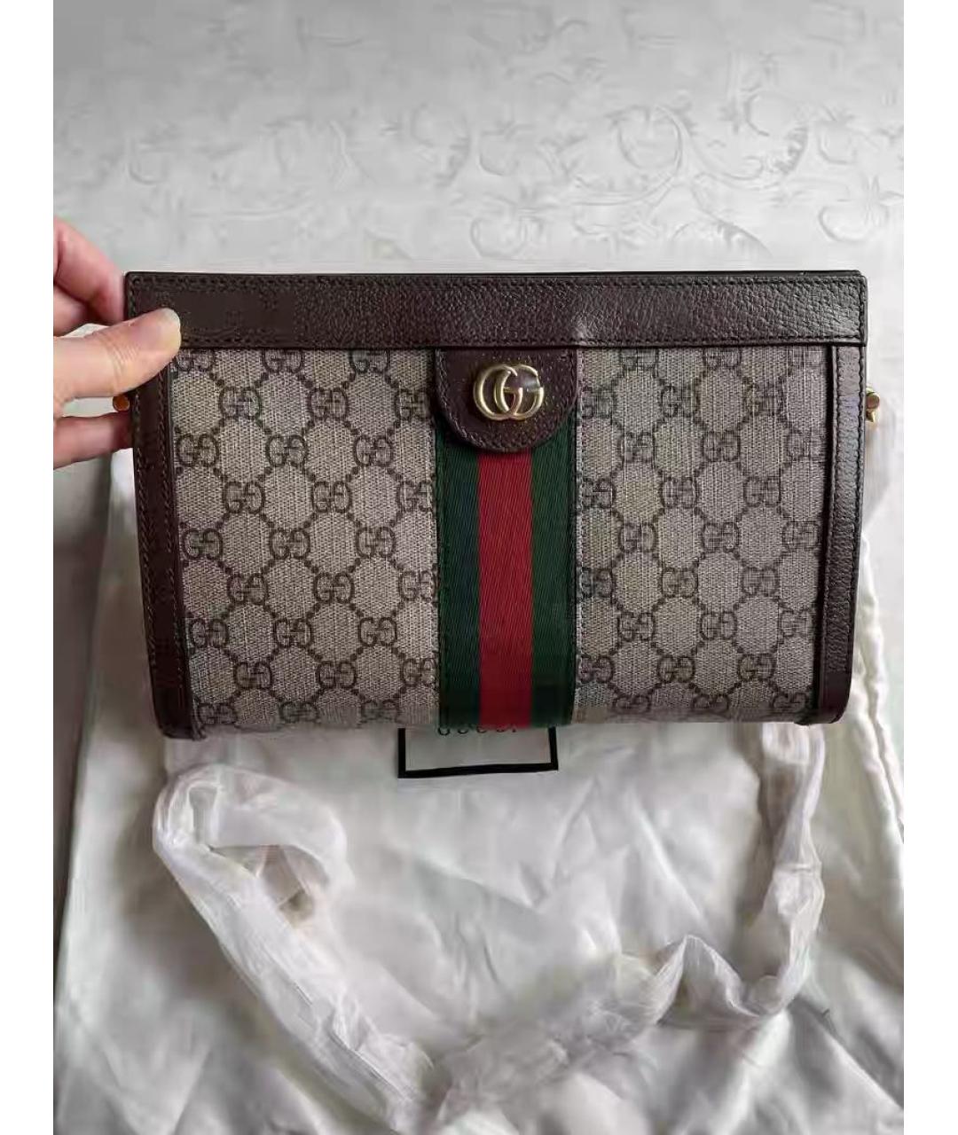 GUCCI Коричневая кожаная сумка через плечо, фото 7