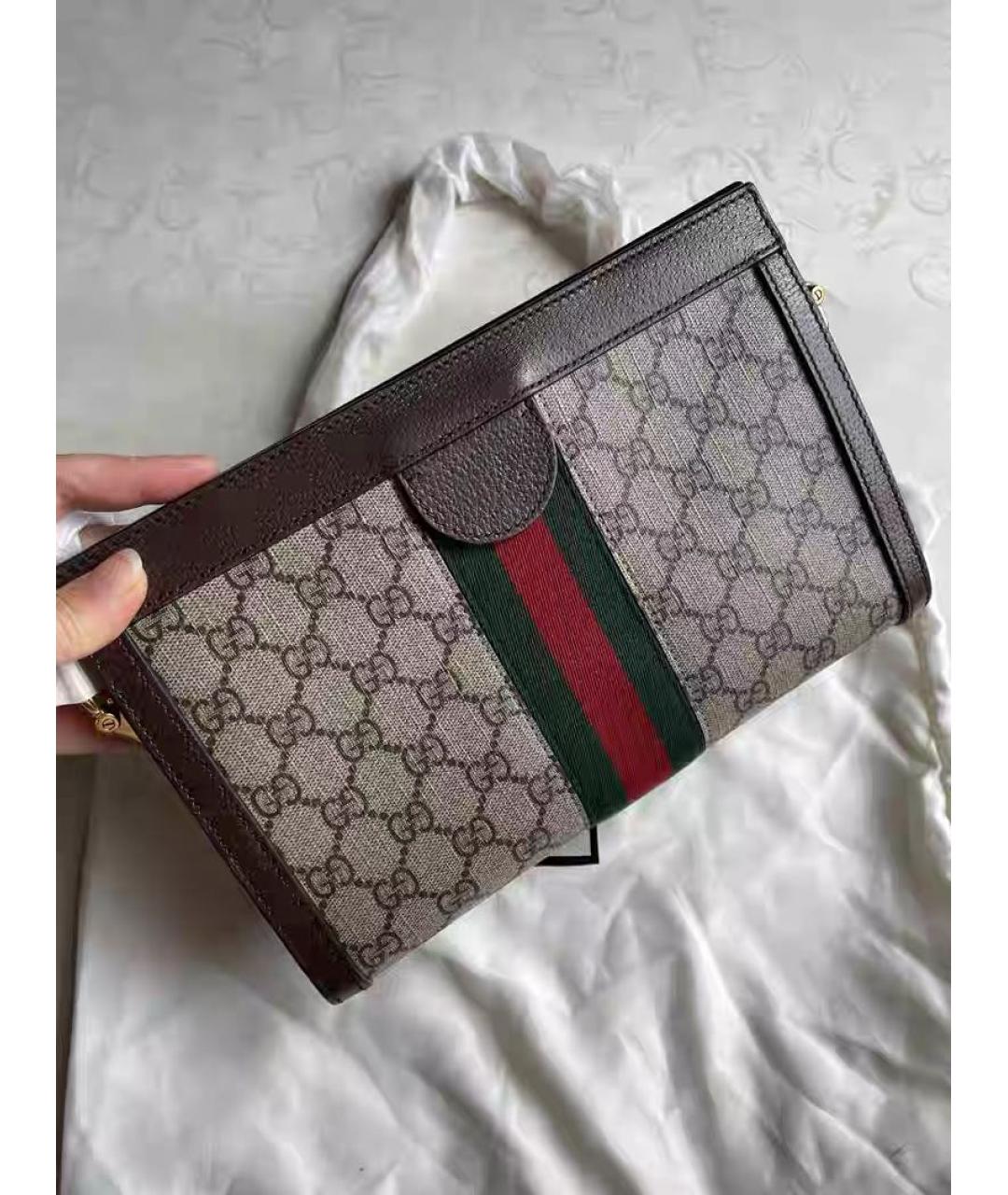 GUCCI Коричневая кожаная сумка через плечо, фото 3