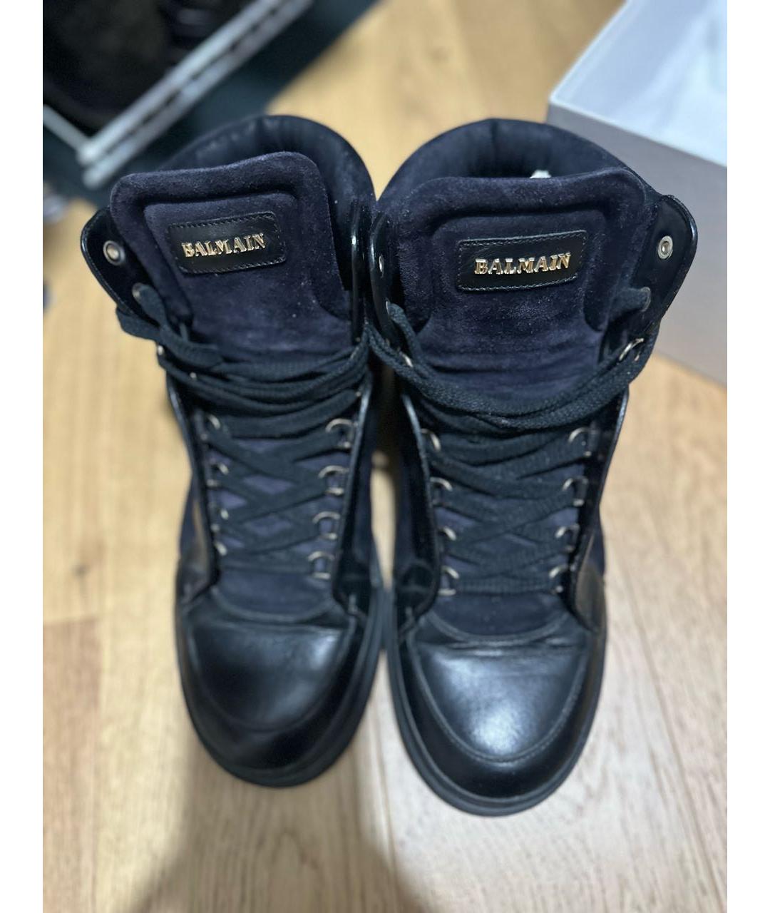 BALMAIN Темно-синие замшевые высокие кроссовки / кеды, фото 7