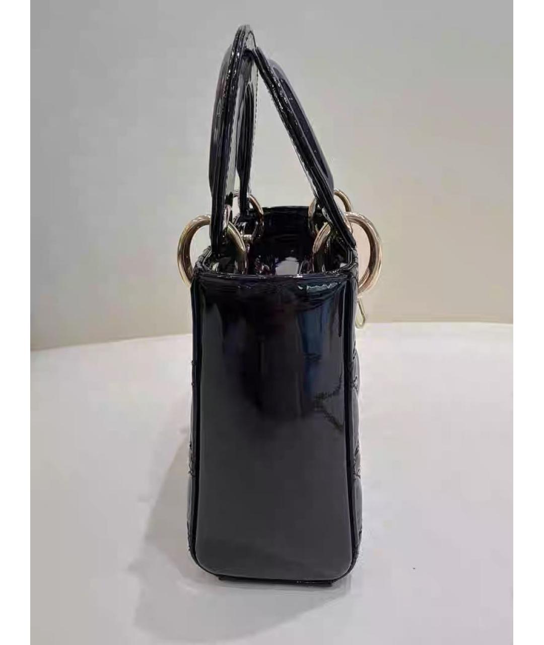 CHRISTIAN DIOR Черная кожаная сумка с короткими ручками, фото 4