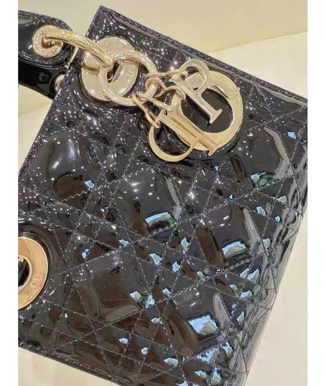 CHRISTIAN DIOR Черная кожаная сумка с короткими ручками, фото 3
