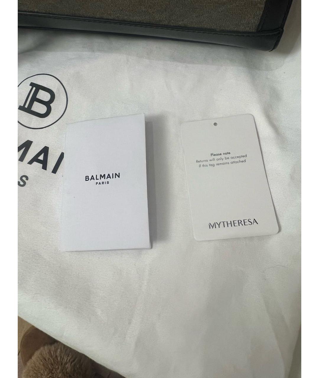 BALMAIN Хаки кожаная сумка тоут, фото 6