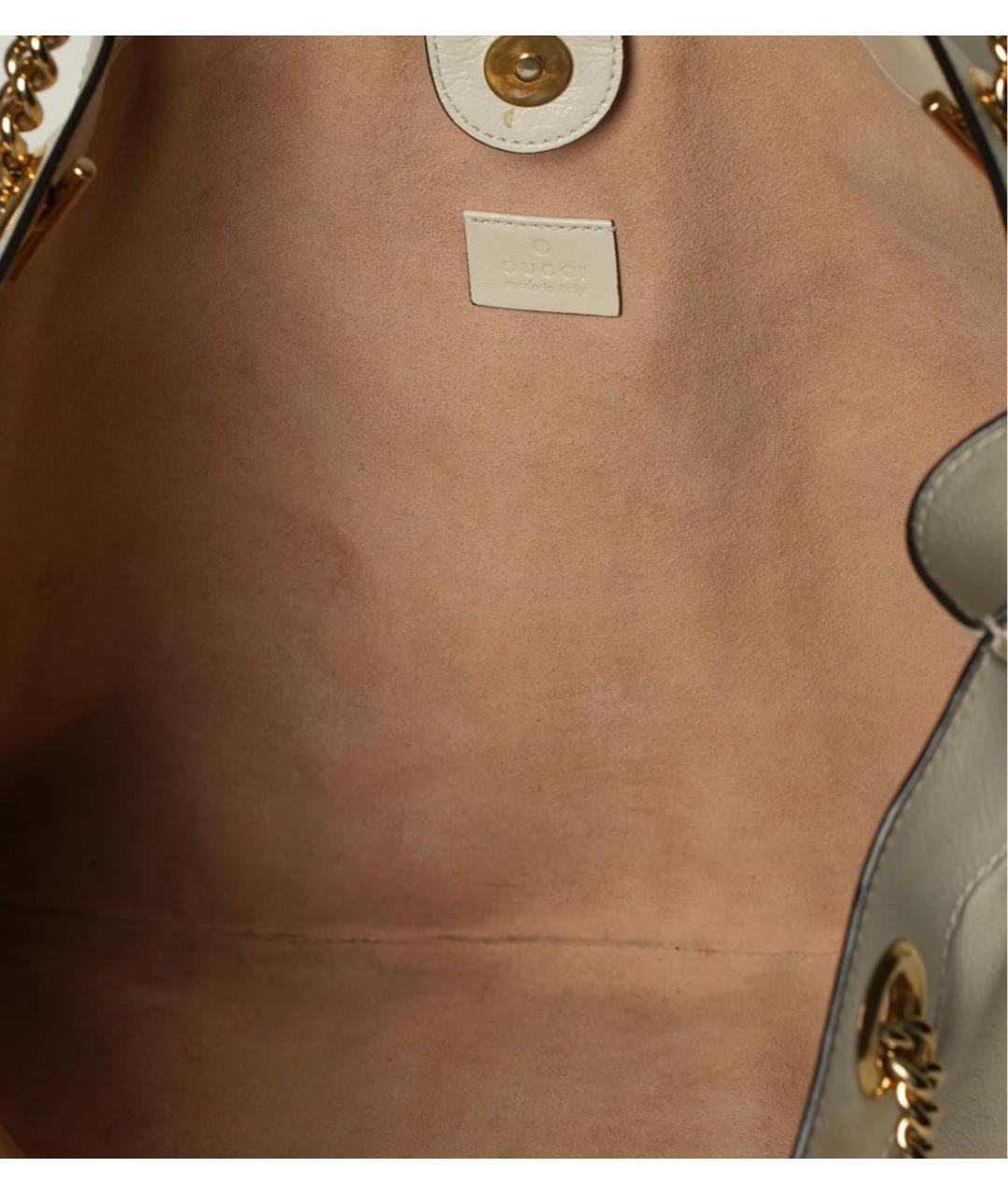 GUCCI Белая кожаная сумка тоут, фото 4