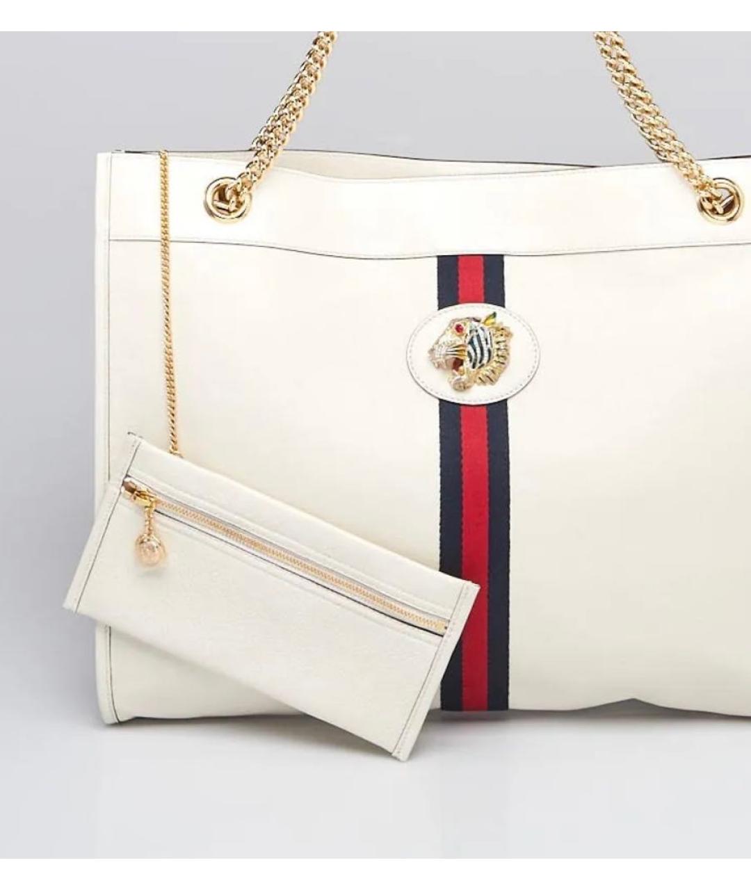 GUCCI Белая кожаная сумка тоут, фото 2
