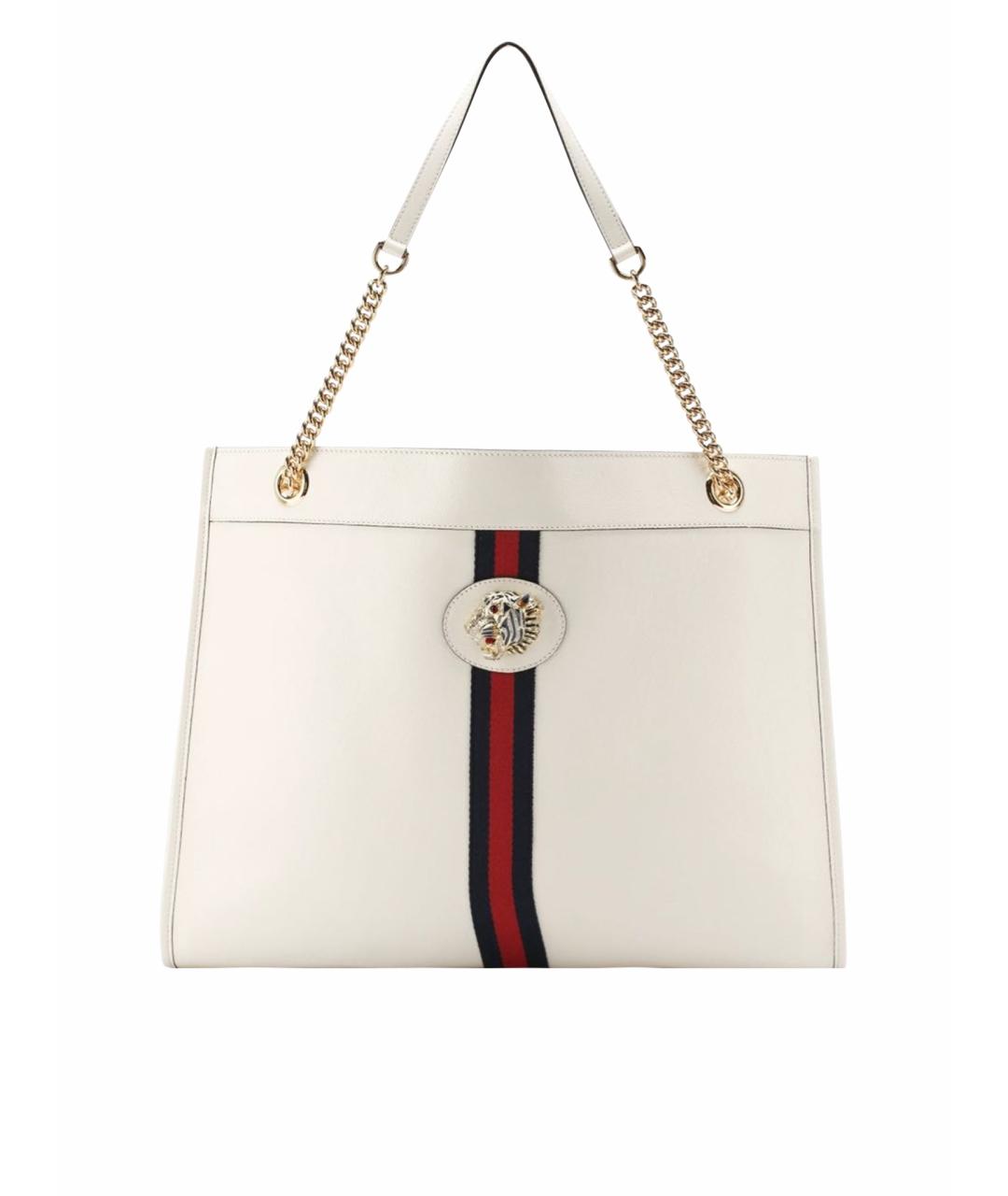 GUCCI Белая кожаная сумка тоут, фото 1