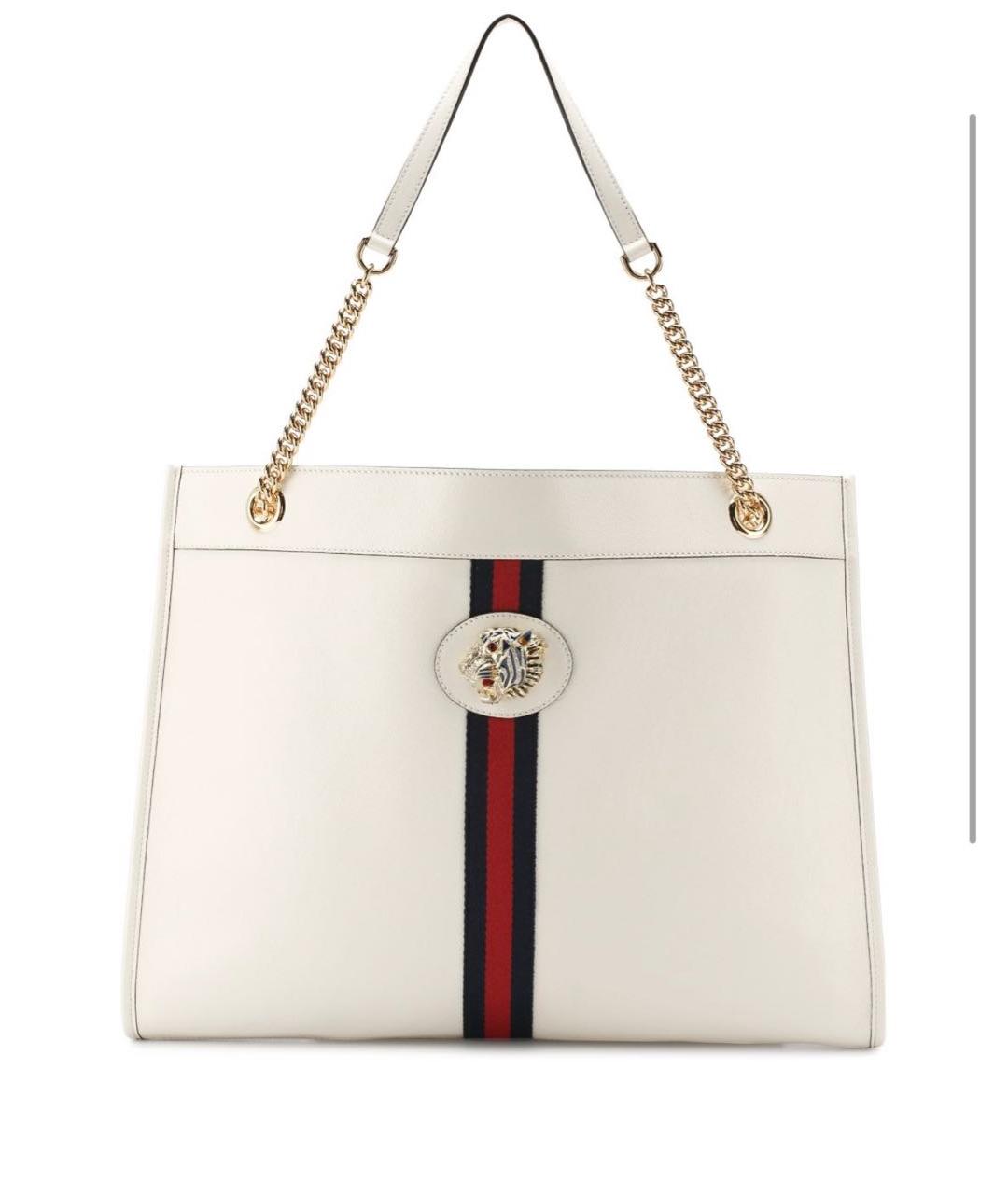 GUCCI Белая кожаная сумка тоут, фото 5