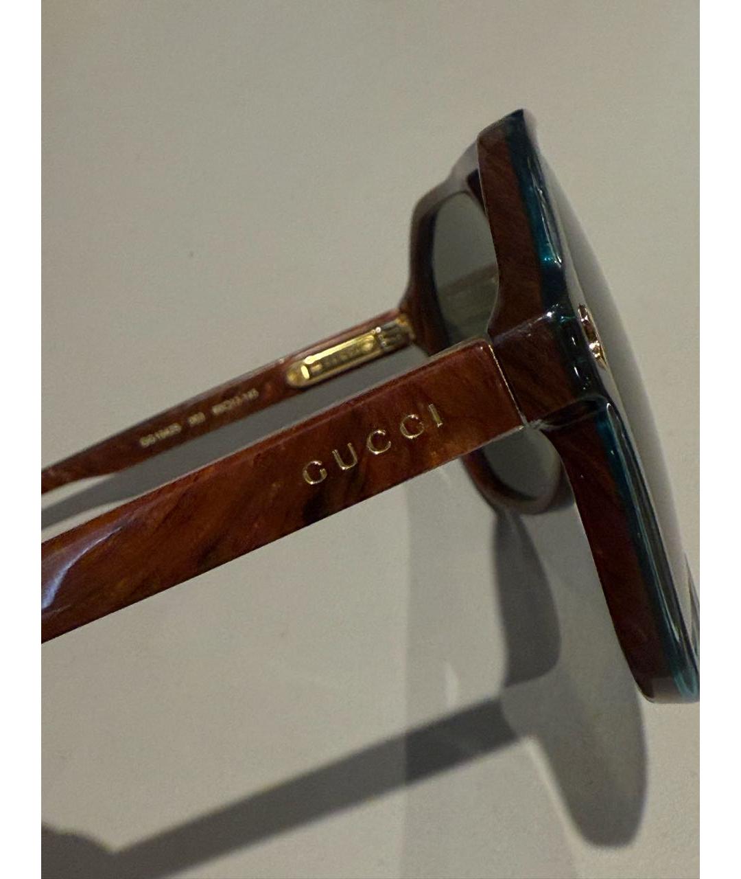 GUCCI Коричневые пластиковые солнцезащитные очки, фото 4