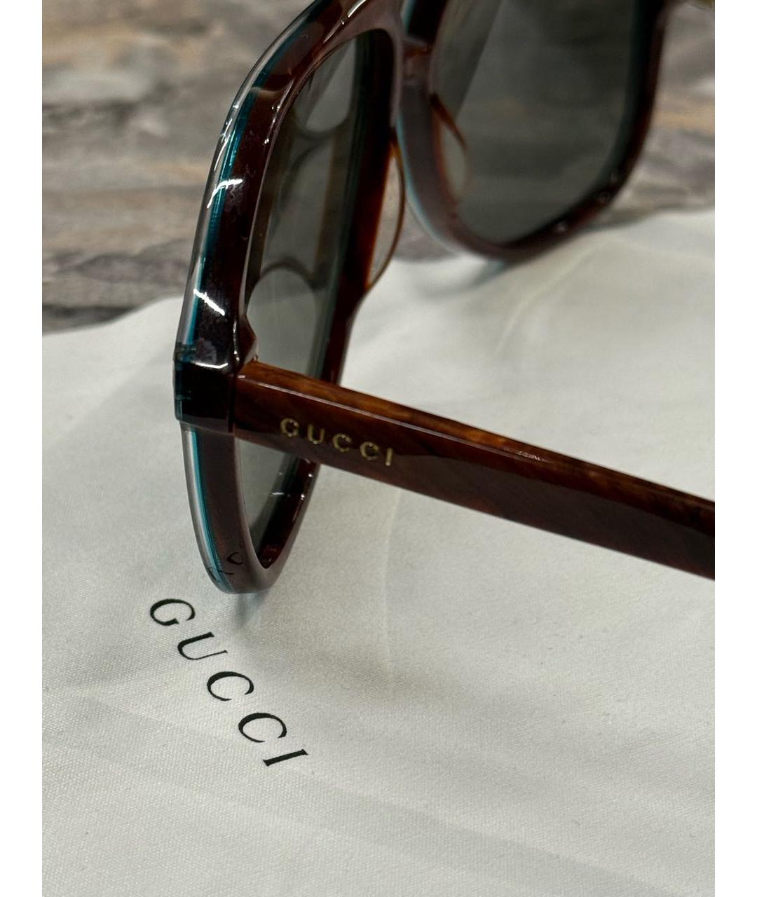 GUCCI Коричневые пластиковые солнцезащитные очки, фото 5