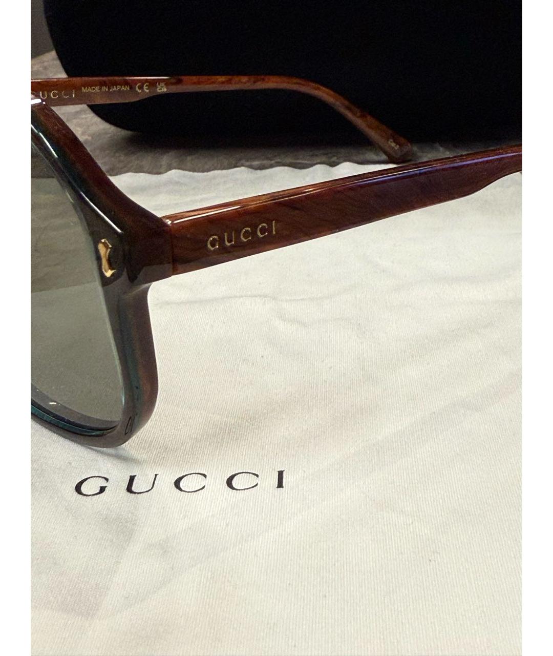 GUCCI Коричневые пластиковые солнцезащитные очки, фото 7