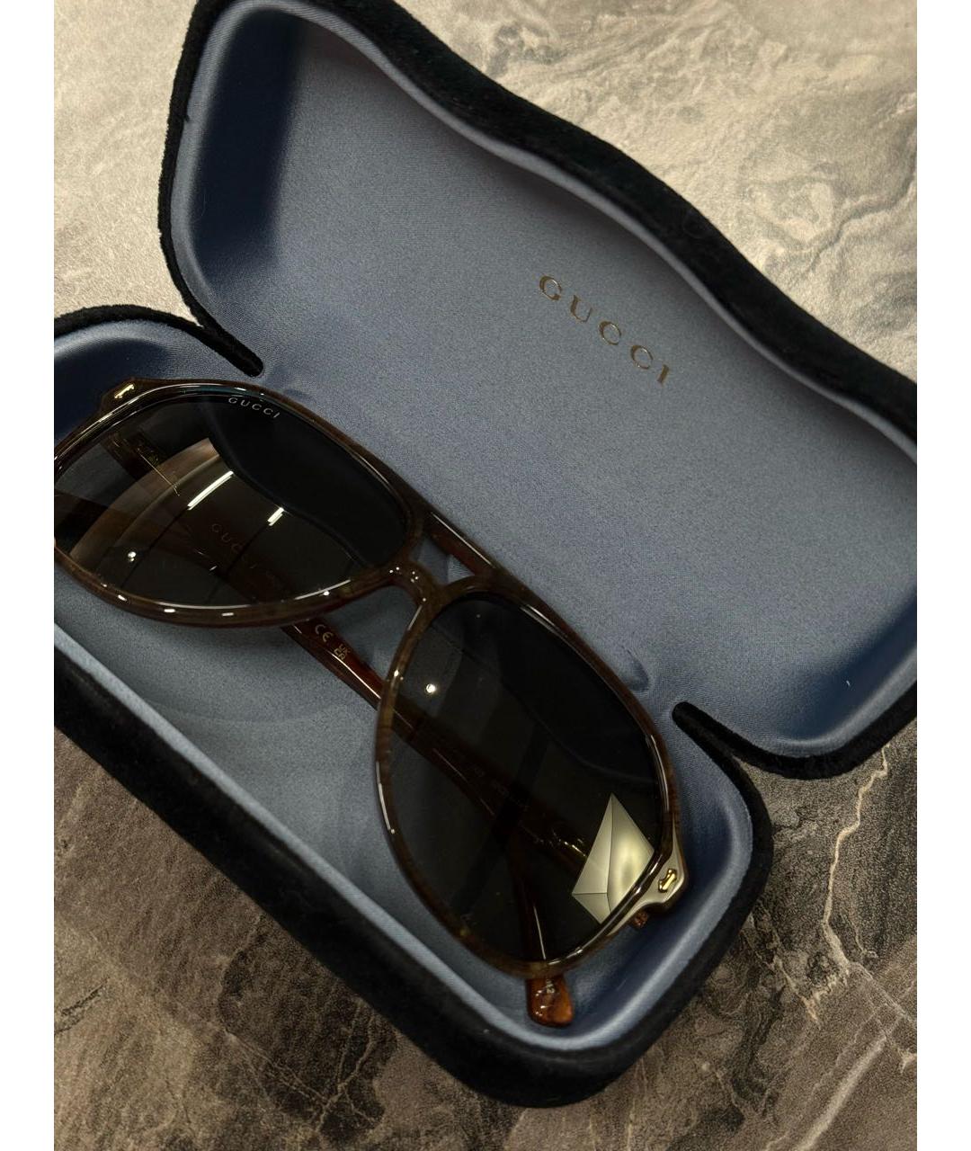 GUCCI Коричневые пластиковые солнцезащитные очки, фото 6