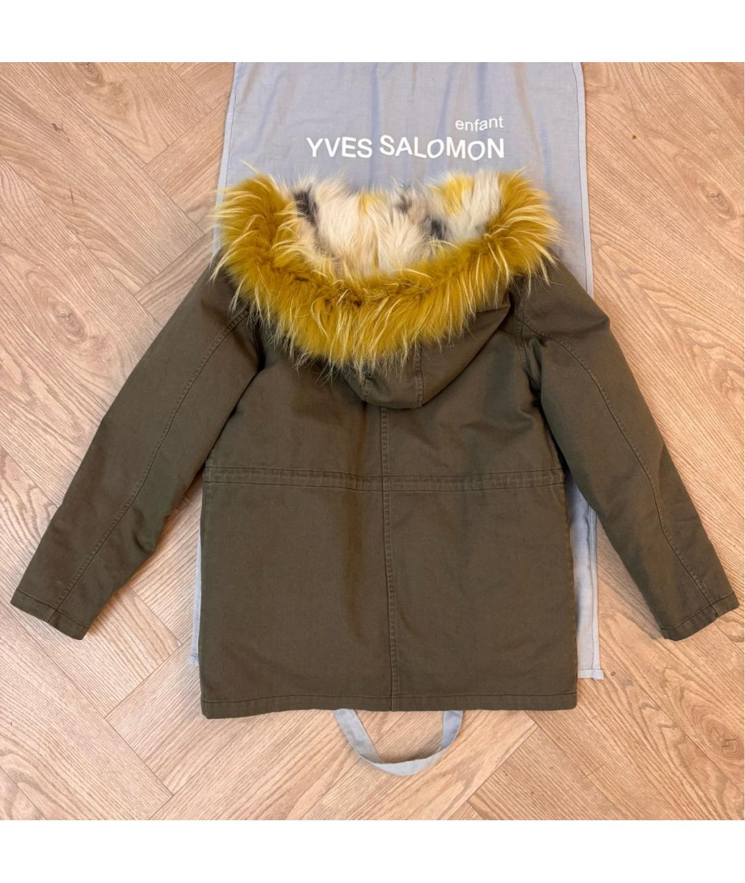 Yves Salomon Enfant Хаки меховая парка, фото 2