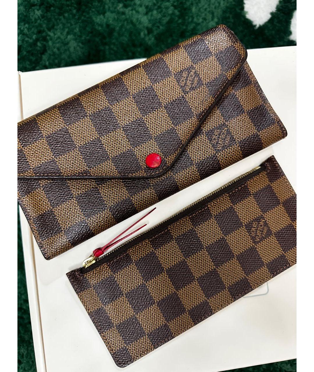 LOUIS VUITTON Коричневый кожаный кошелек, фото 7