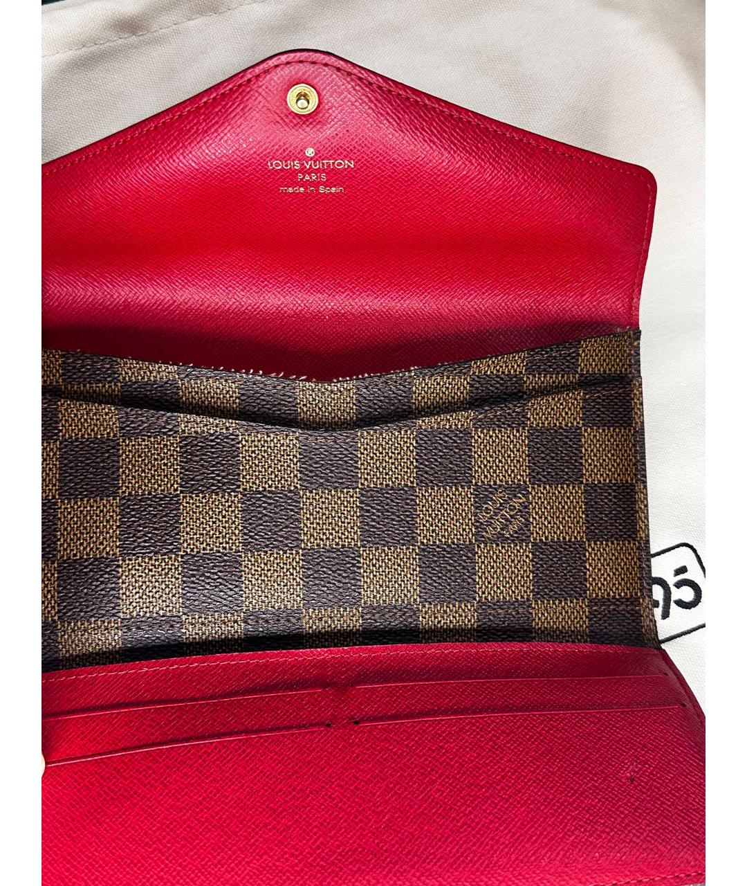 LOUIS VUITTON Коричневый кожаный кошелек, фото 4