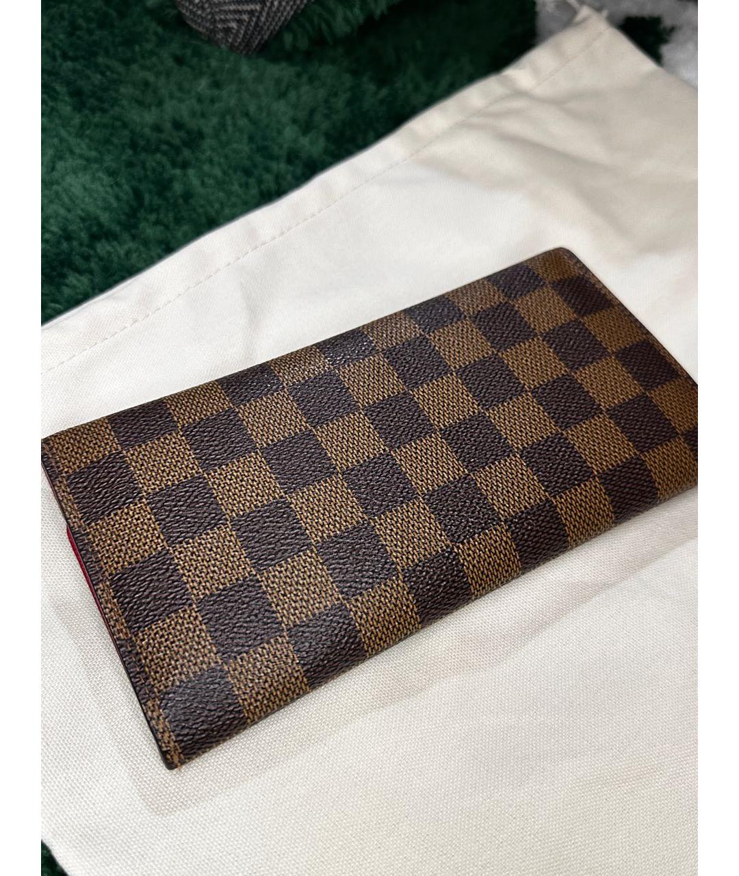LOUIS VUITTON Коричневый кожаный кошелек, фото 3