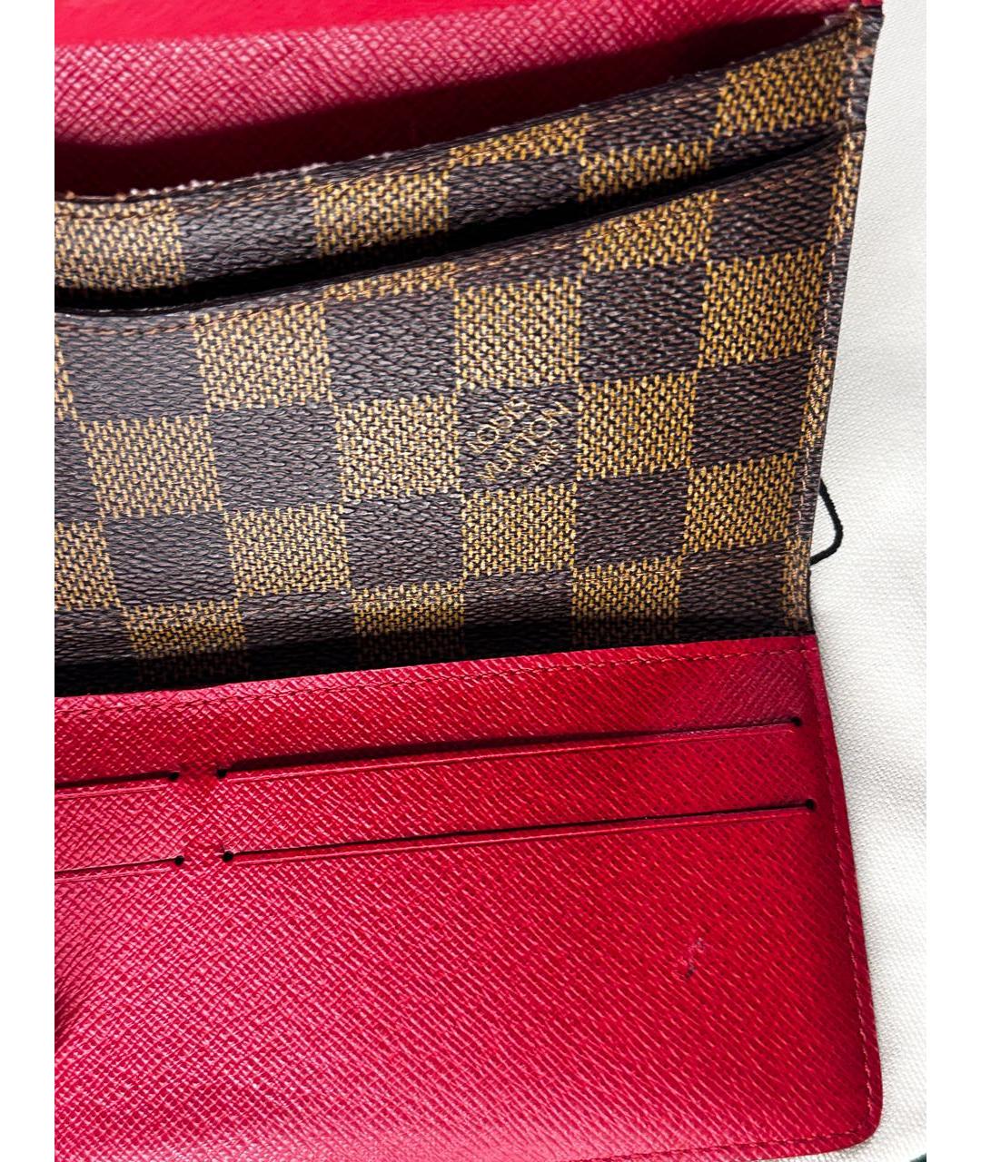 LOUIS VUITTON Коричневый кожаный кошелек, фото 5