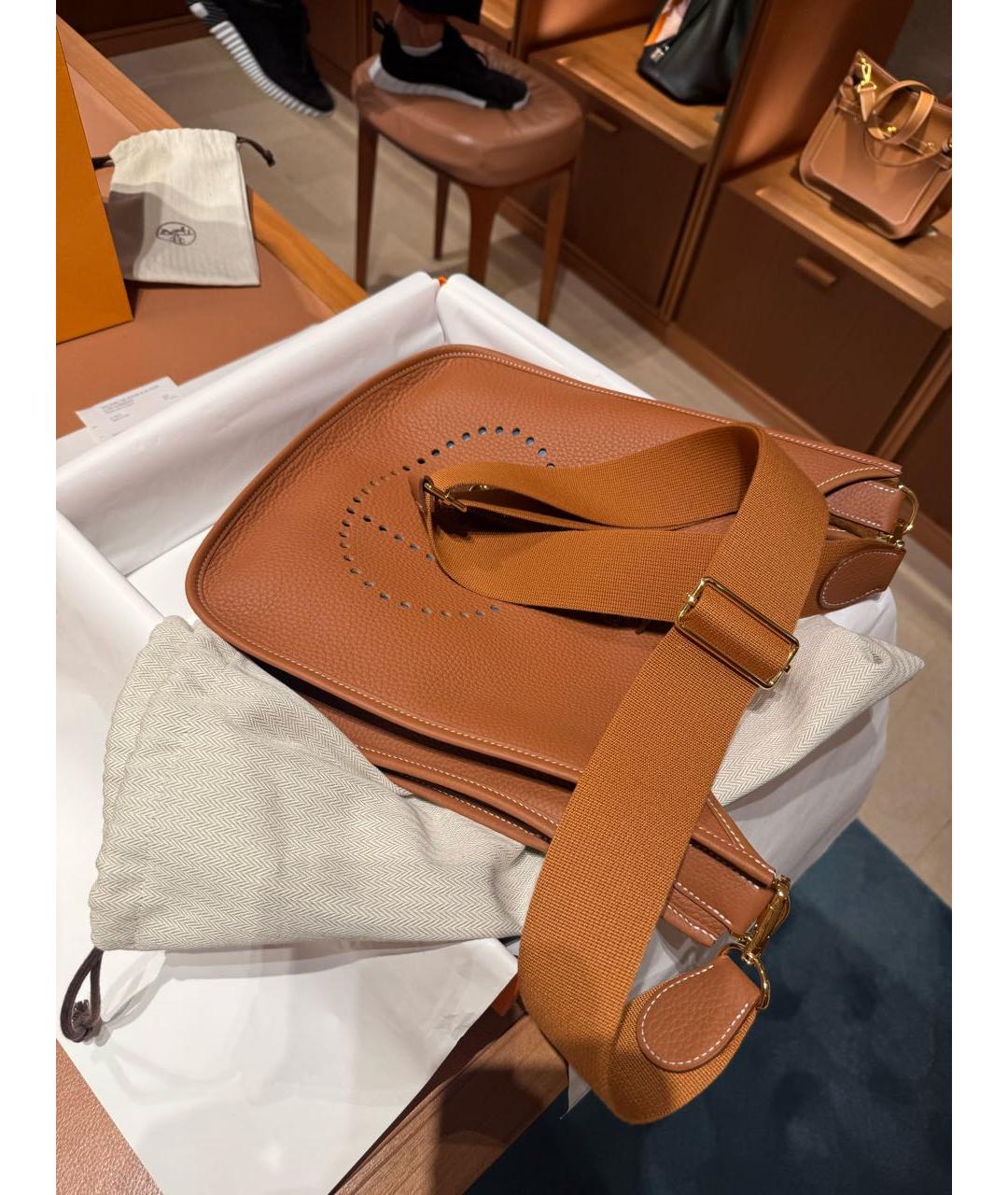 HERMES Коричневая кожаная сумка через плечо, фото 4