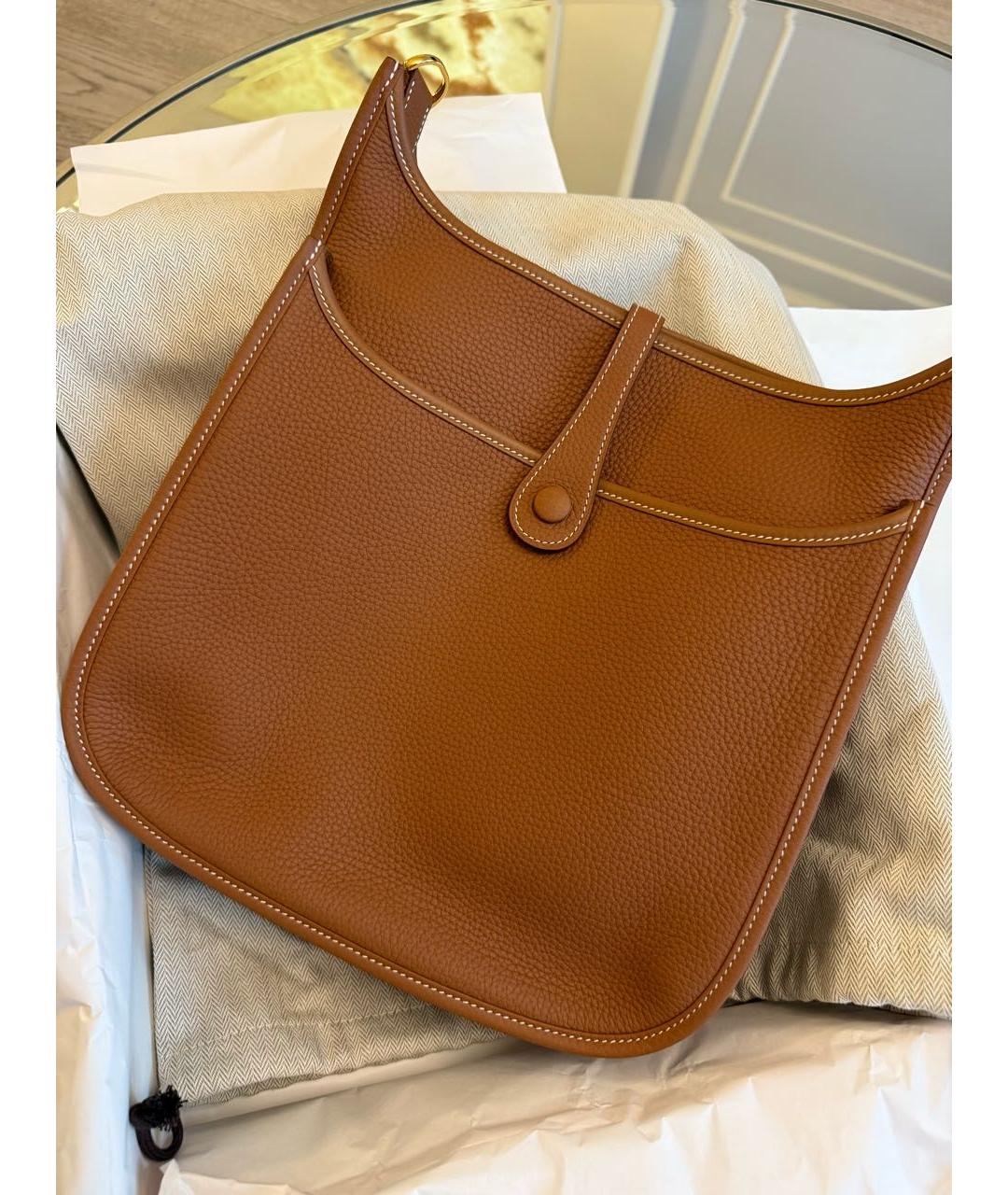 HERMES Коричневая кожаная сумка через плечо, фото 3