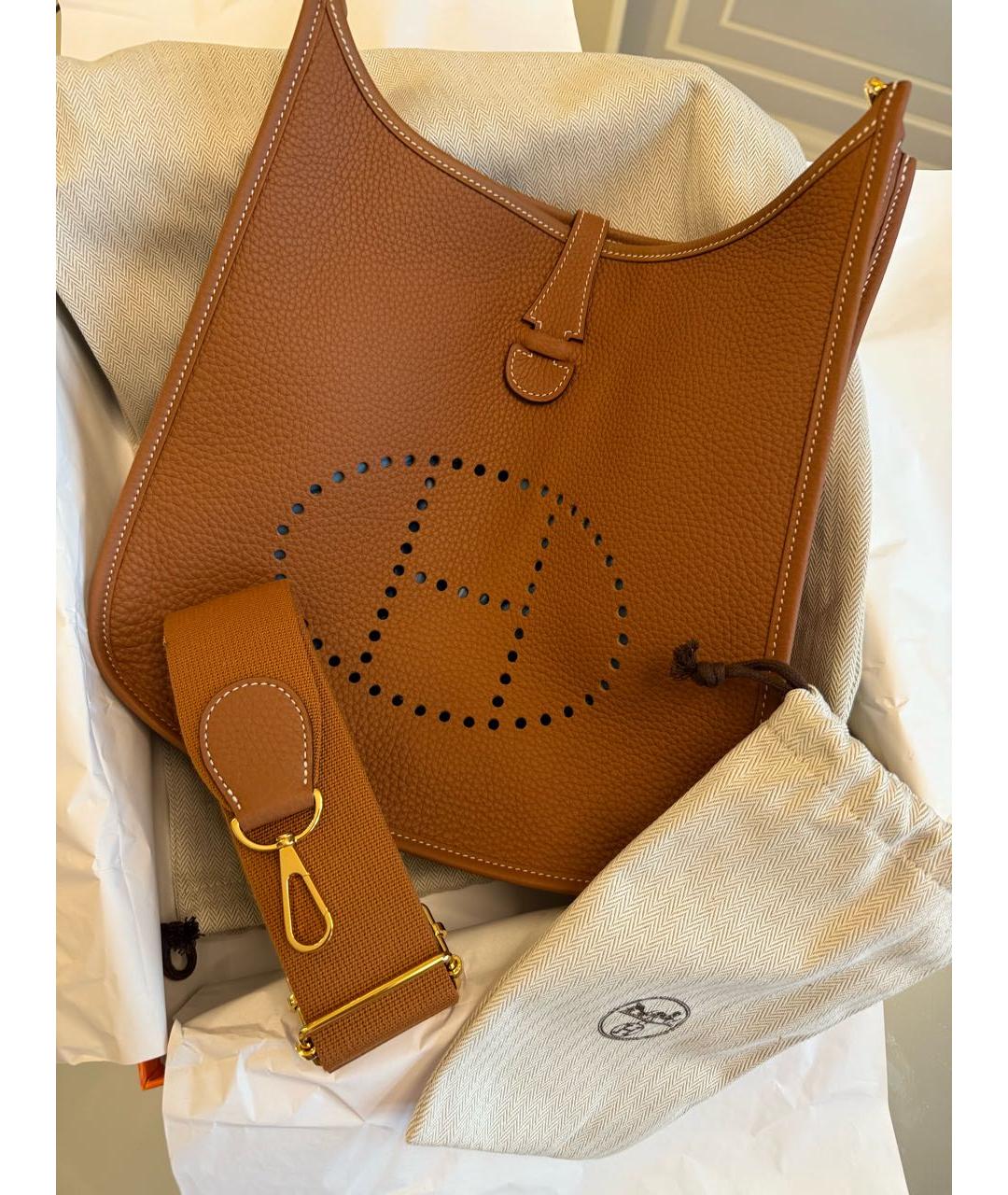 HERMES Коричневая кожаная сумка через плечо, фото 2