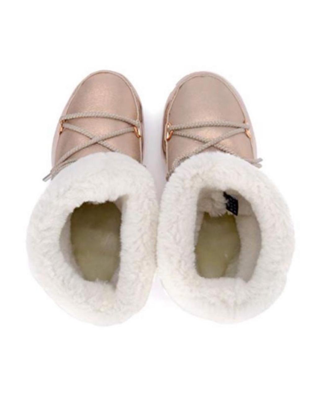 MOON BOOT Золотые кожаные сапоги, фото 3