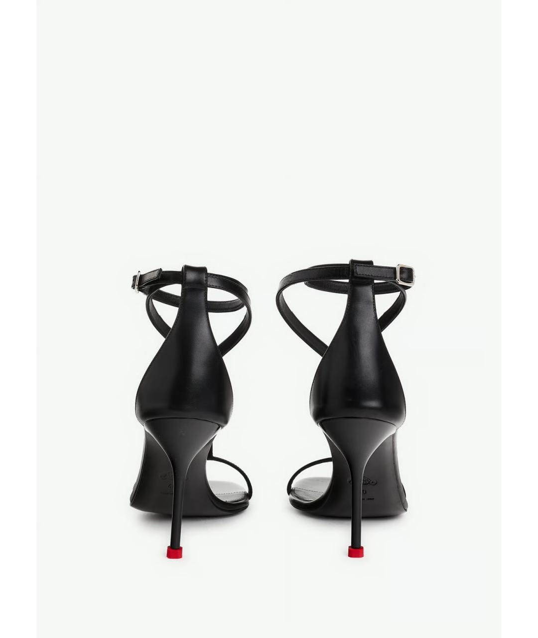ALEXANDER MCQUEEN Черные кожаные босоножки, фото 3