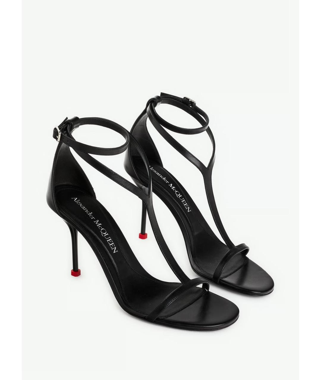ALEXANDER MCQUEEN Черные кожаные босоножки, фото 2