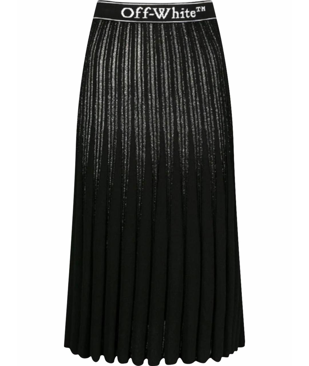 OFF-WHITE Черная вискозная юбка миди, фото 1