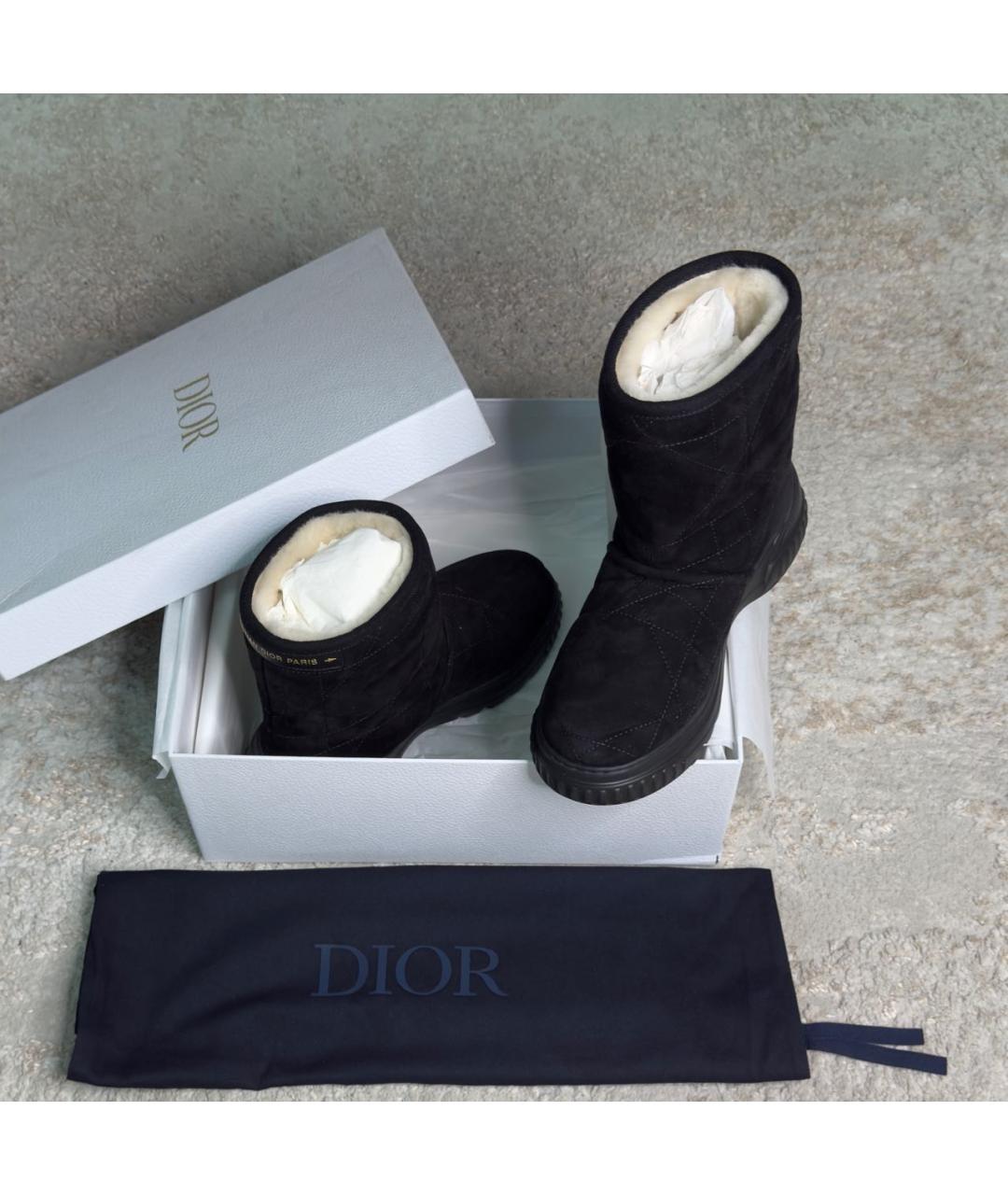 CHRISTIAN DIOR Черные замшевые полусапоги, фото 5