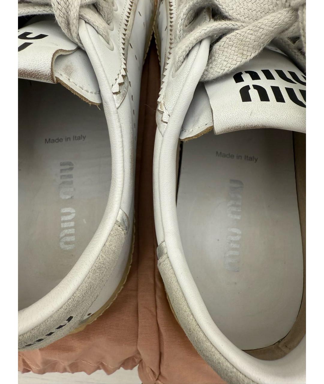 MIU MIU Белые кожаные кеды, фото 5