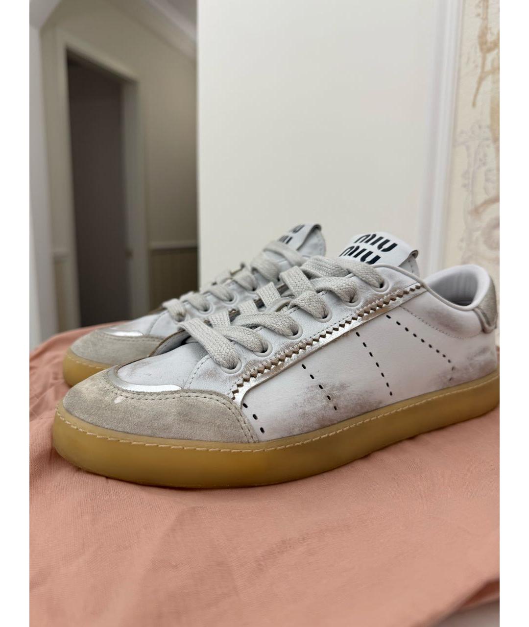 MIU MIU Белые кожаные кеды, фото 9