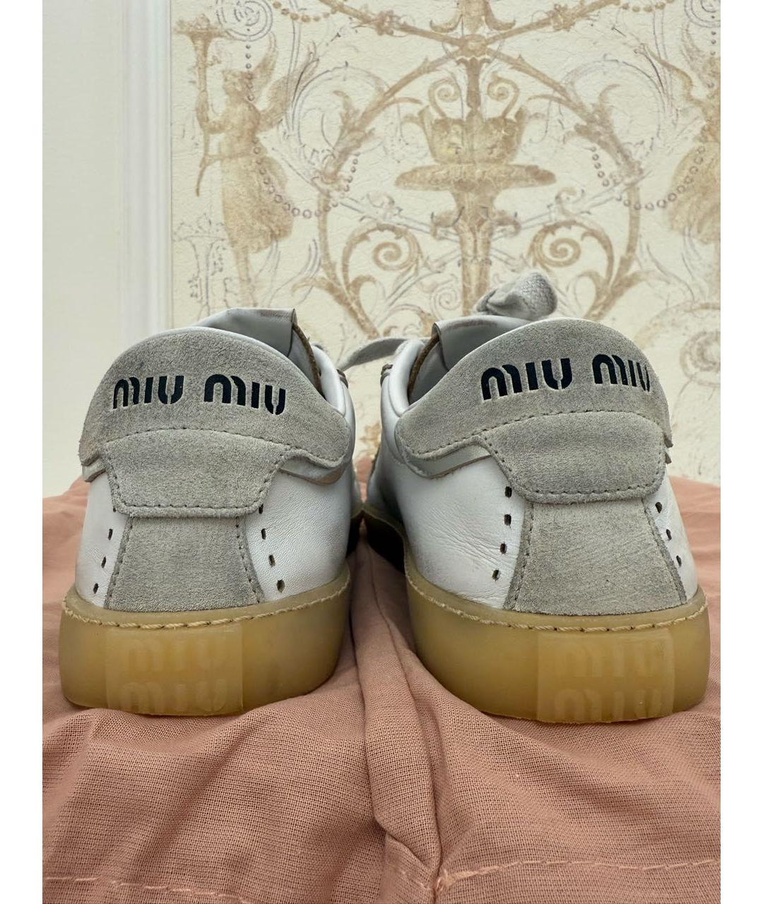 MIU MIU Белые кожаные кеды, фото 4