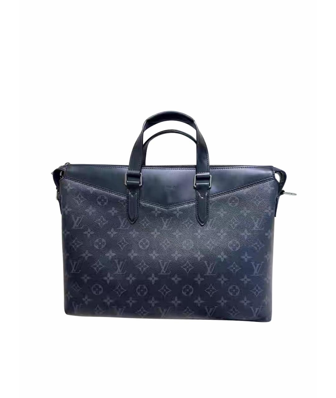 LOUIS VUITTON Черный кожаный портфель, фото 7