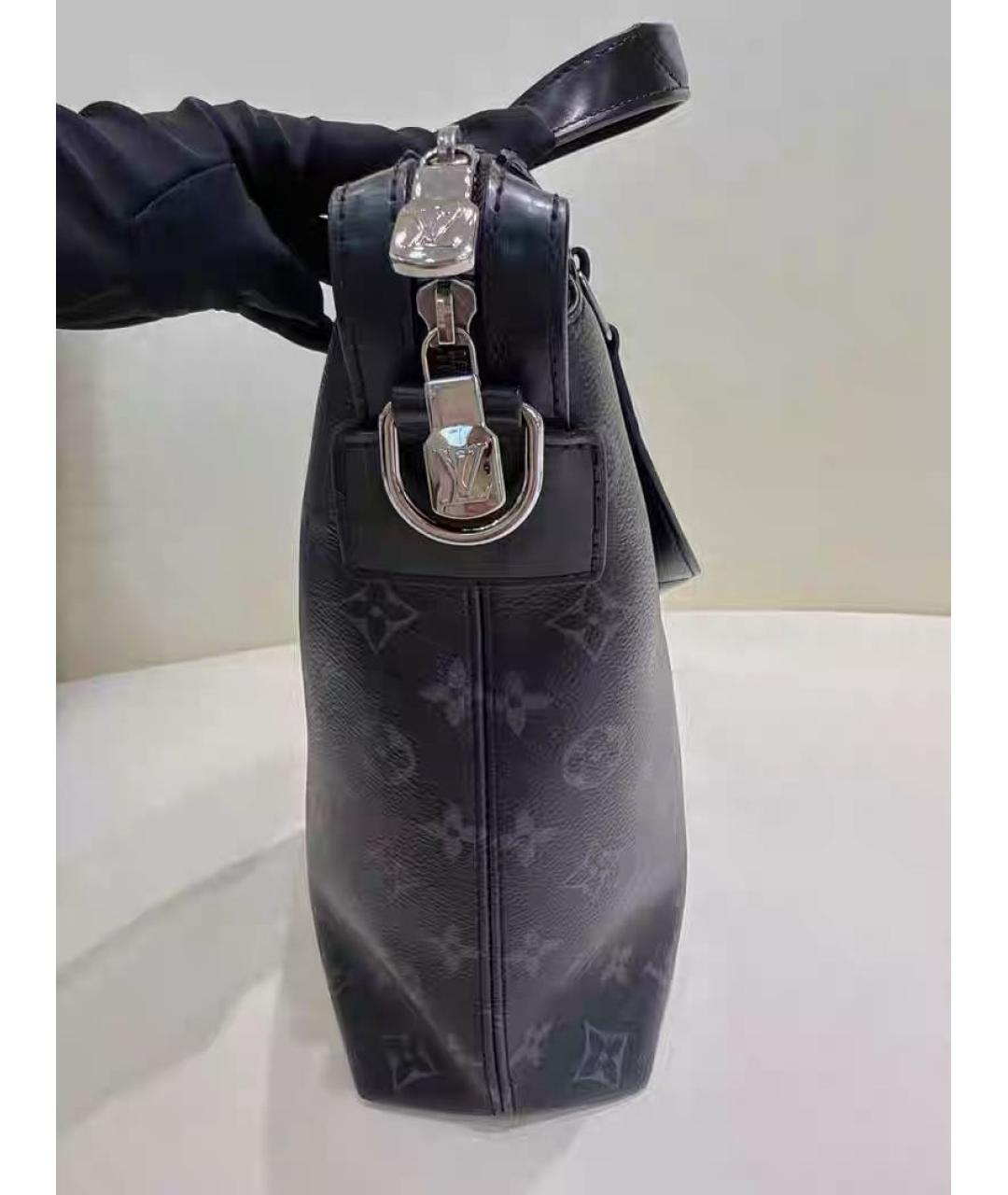 LOUIS VUITTON Черный кожаный портфель, фото 4