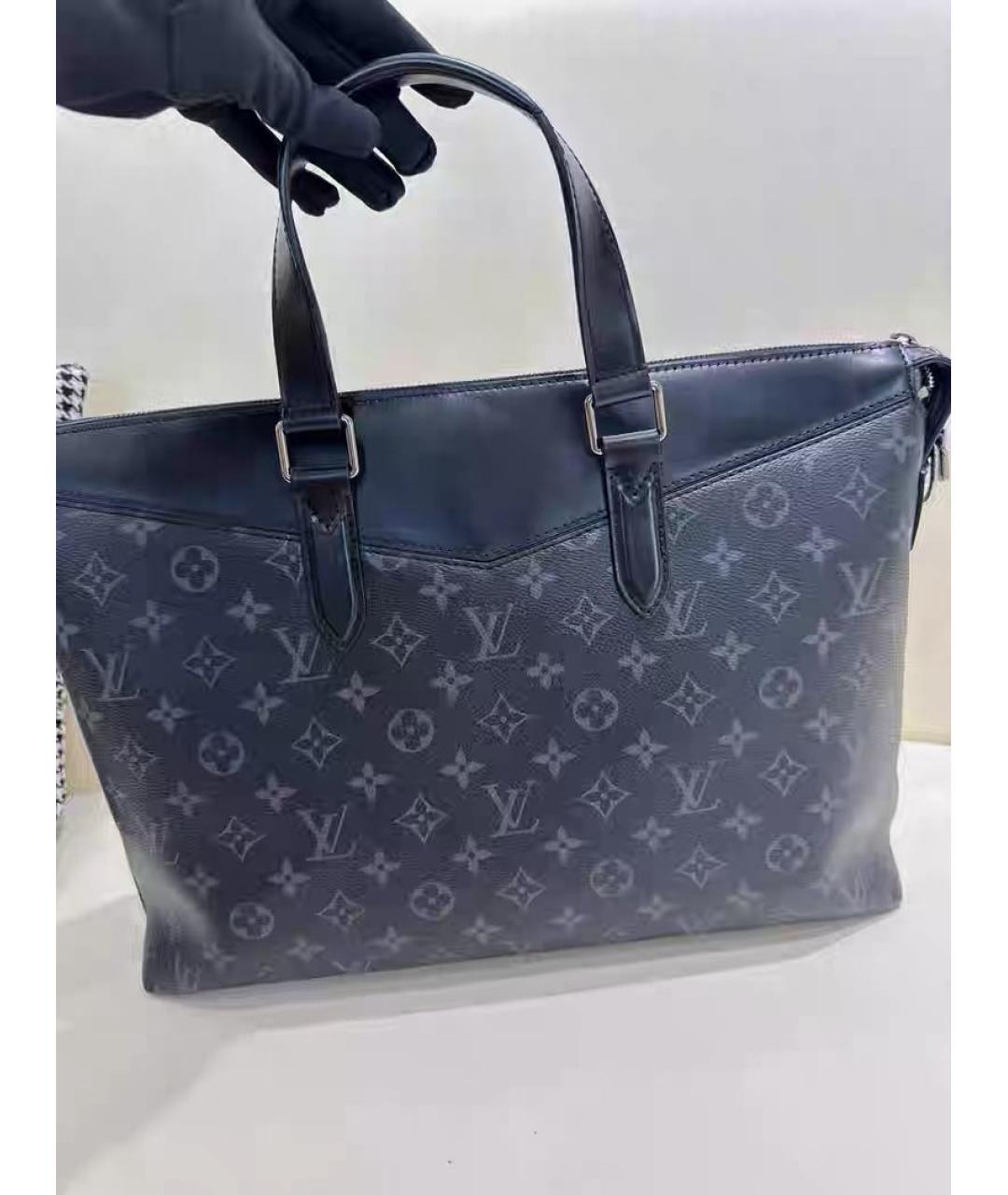 LOUIS VUITTON Черный кожаный портфель, фото 3