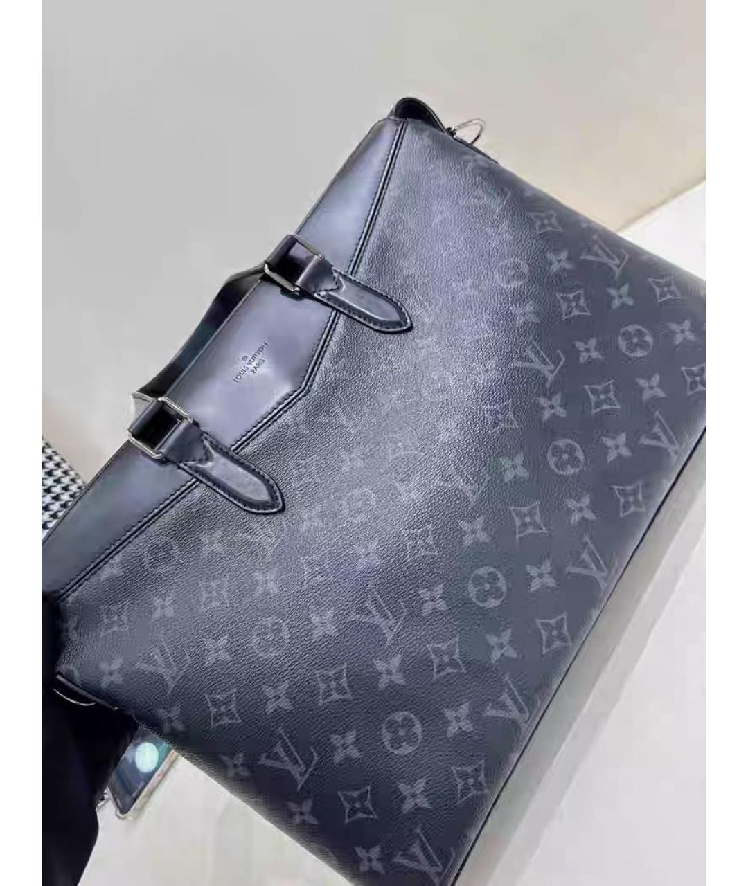 LOUIS VUITTON Черный кожаный портфель, фото 2