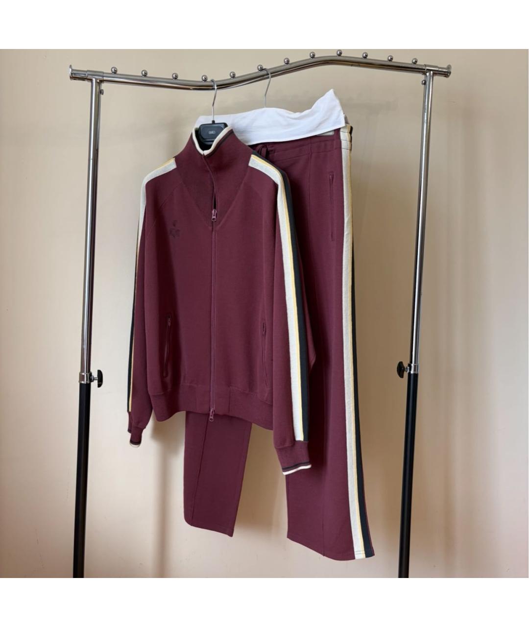 ISABEL MARANT ETOILE Бордовые хлопко-эластановые спортивные брюки и шорты, фото 3