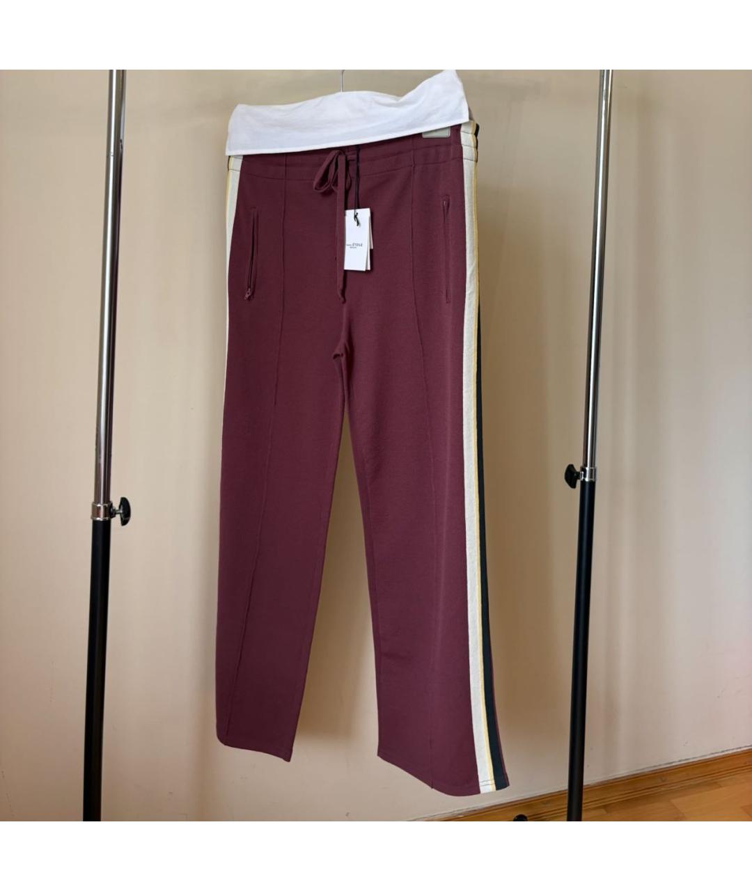 ISABEL MARANT ETOILE Бордовые хлопко-эластановые спортивные брюки и шорты, фото 5